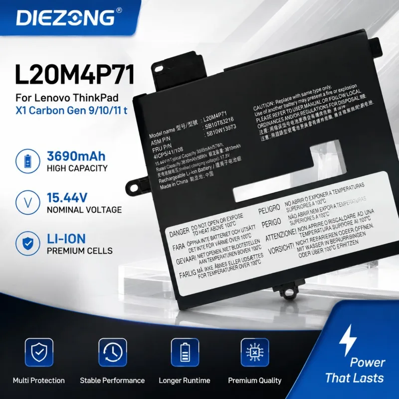 Hot‑selling3690mAh 15.44V Applicable For Lenovo ThinkPad X1 Carbon Gen 9/10/11 t L20M4P71 laptop battery