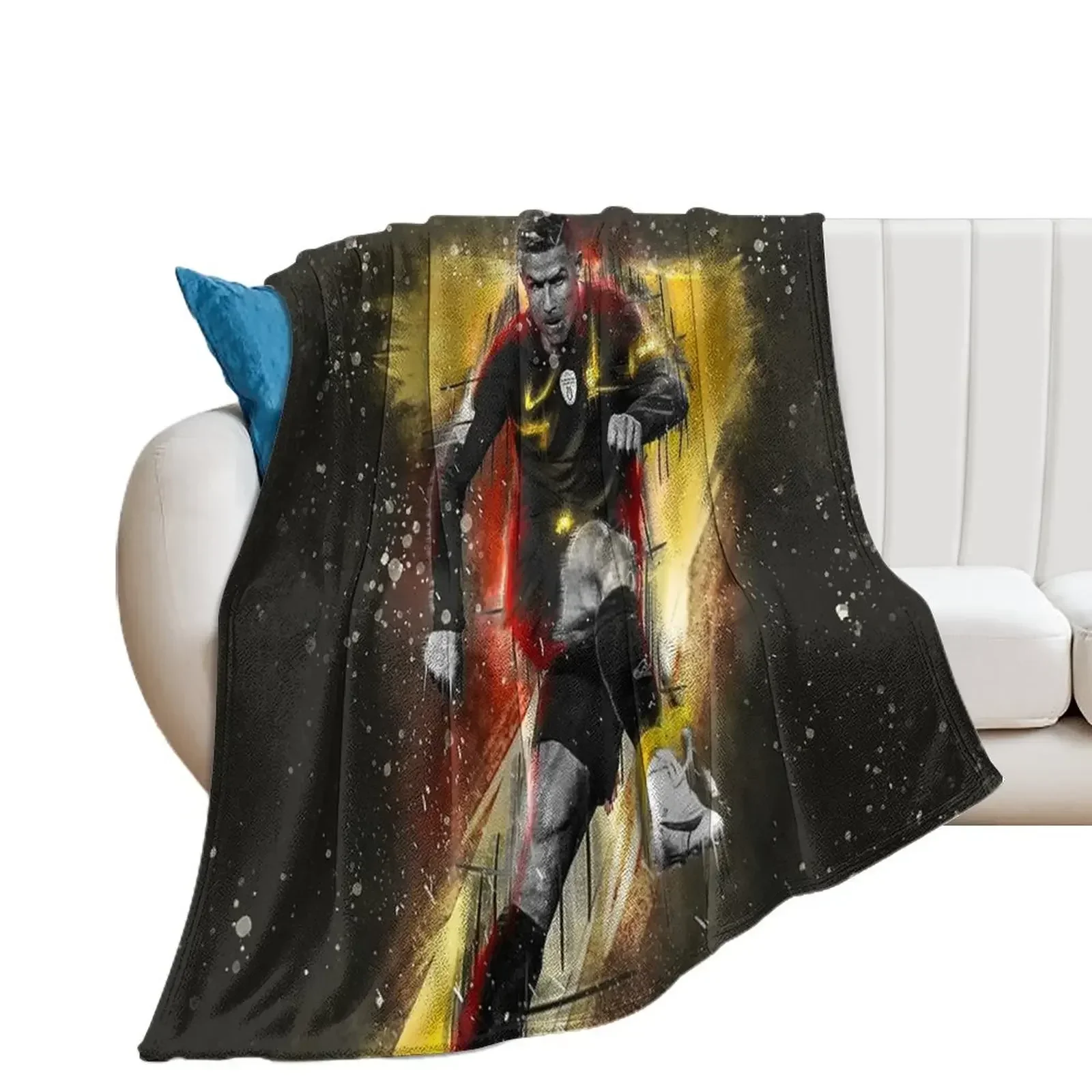 Cristiano Illustration Throw Blanket Personalized Gift Summer Beddings Plaid Blankets