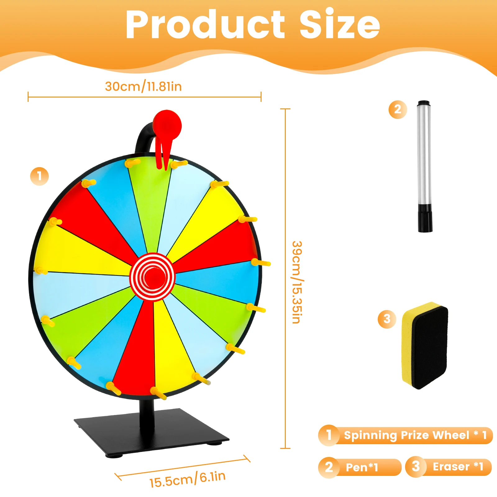 홈 무역 박람회 카니발을 위한 보드 지우개 및 펜 지울 수 있는 탁상용 룰렛 스피너가 있는 상금 휠 DIY 대화형 스핀 휠