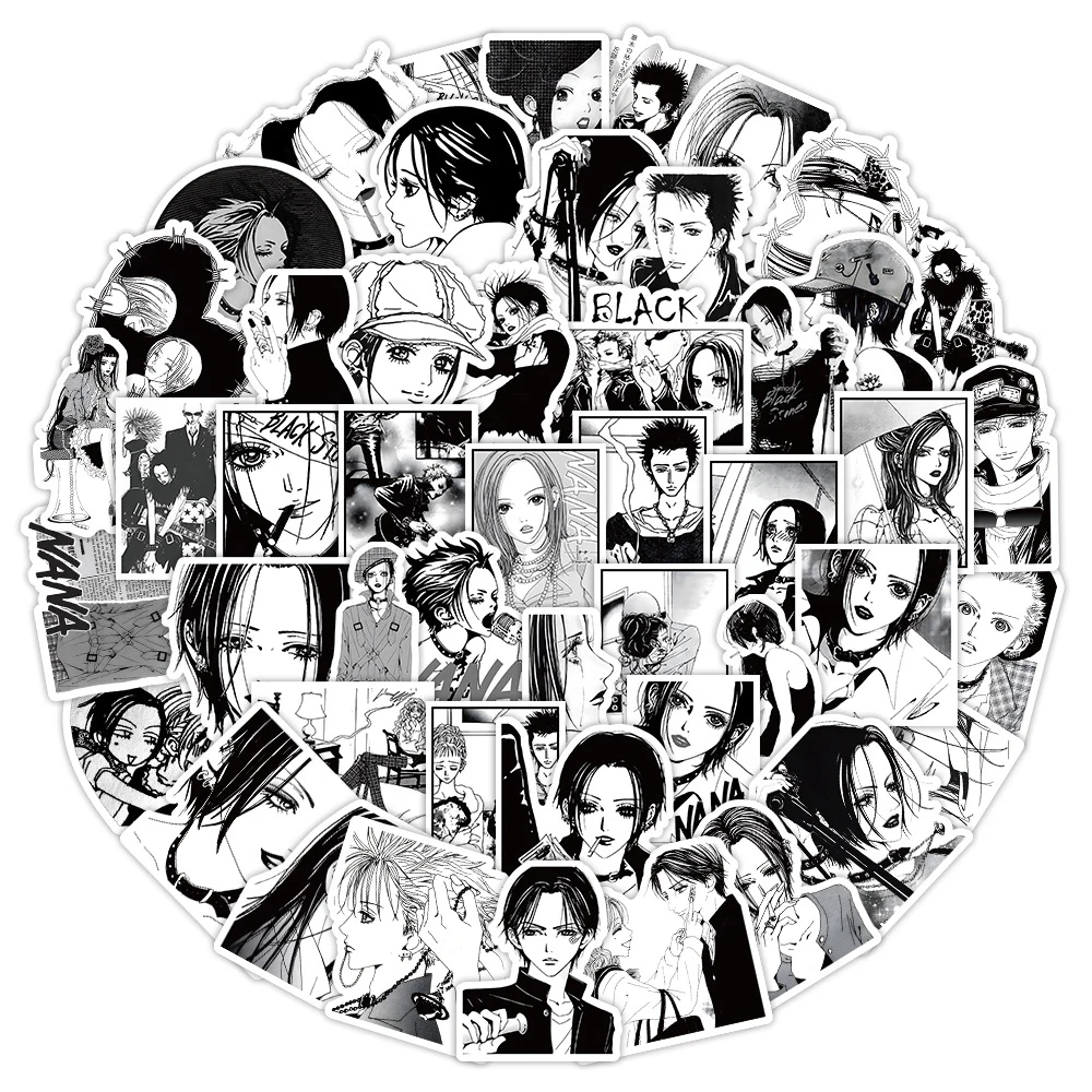 

10/30/60pcs Classic Anime NANA Cartoon Stickers Black White Graffiti Sticker Skateboard Laptop Fridge Bike Cool PVC Decals Decor
