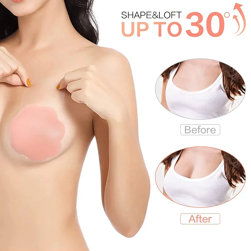 Silicone Lifting Nipple Cover Reusable Women Invisible Lift Up Bra Stickers Bra Breast Petals Pasty Pad Strapless Sticky Bras