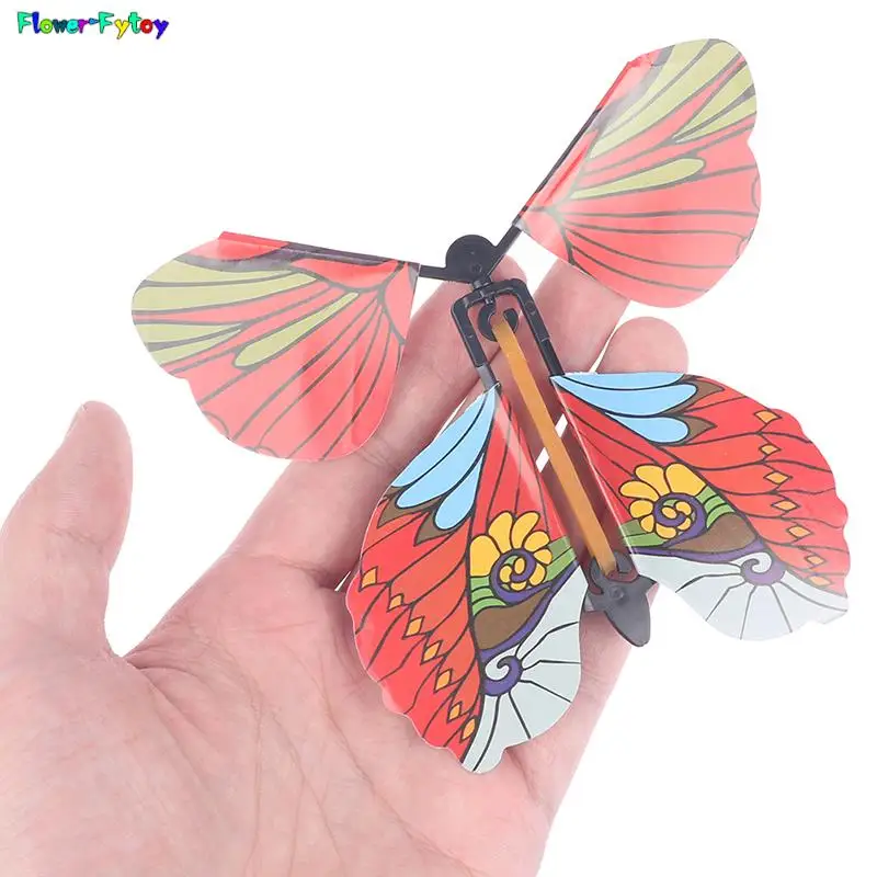 10PCS/SET Magic Wind Up Flying Butterfly Surprise Box Explosion Box in The Book Rubber Band Powered Magic Fairy Flying Toy Gift