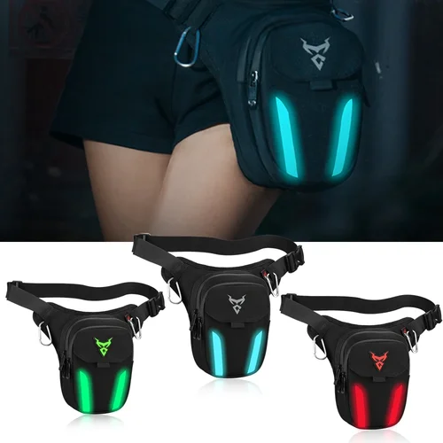 Bolsa de pierna con luz LED para motocicleta, riñonera impermeable, riñonera para conducción al aire libre, ciclismo, senderismo, pesca y escalada