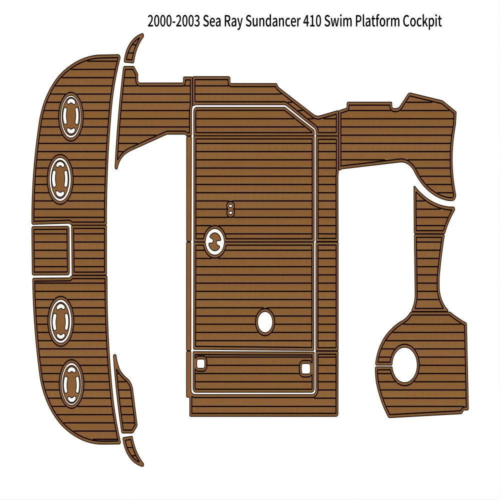 

Swim Platform Cockpit Pad Boat EVA Teak Floor For 2000-2003 Sea Ray Sundancer 410