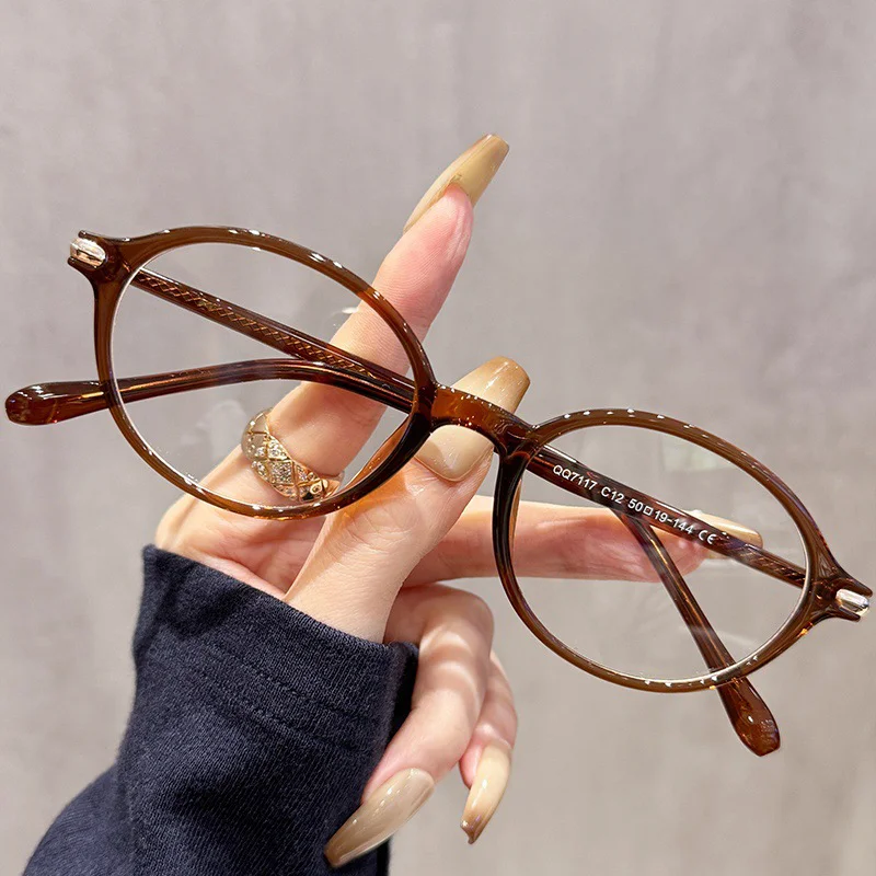OKH إطار بيضاوي صغير على الطراز الكوري مضاد للضوء الأزرق لقصر النظر إطار نظارات طبية للسيدات للقراءة #5