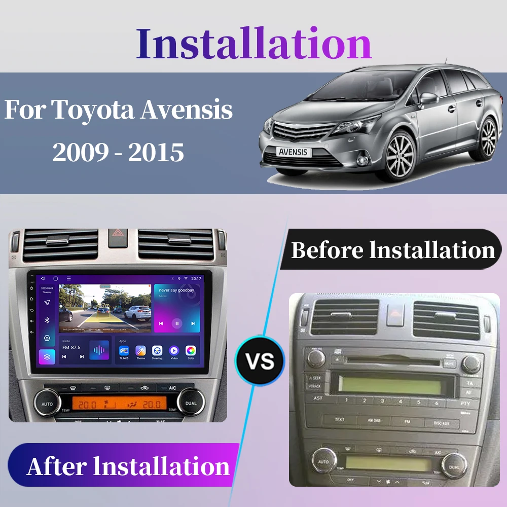 For Toyota Avensis T27 2009 - 2015 Android Car Radio Multimedia Player GPS Navigation Carplay Auto Stereo Intelligent System