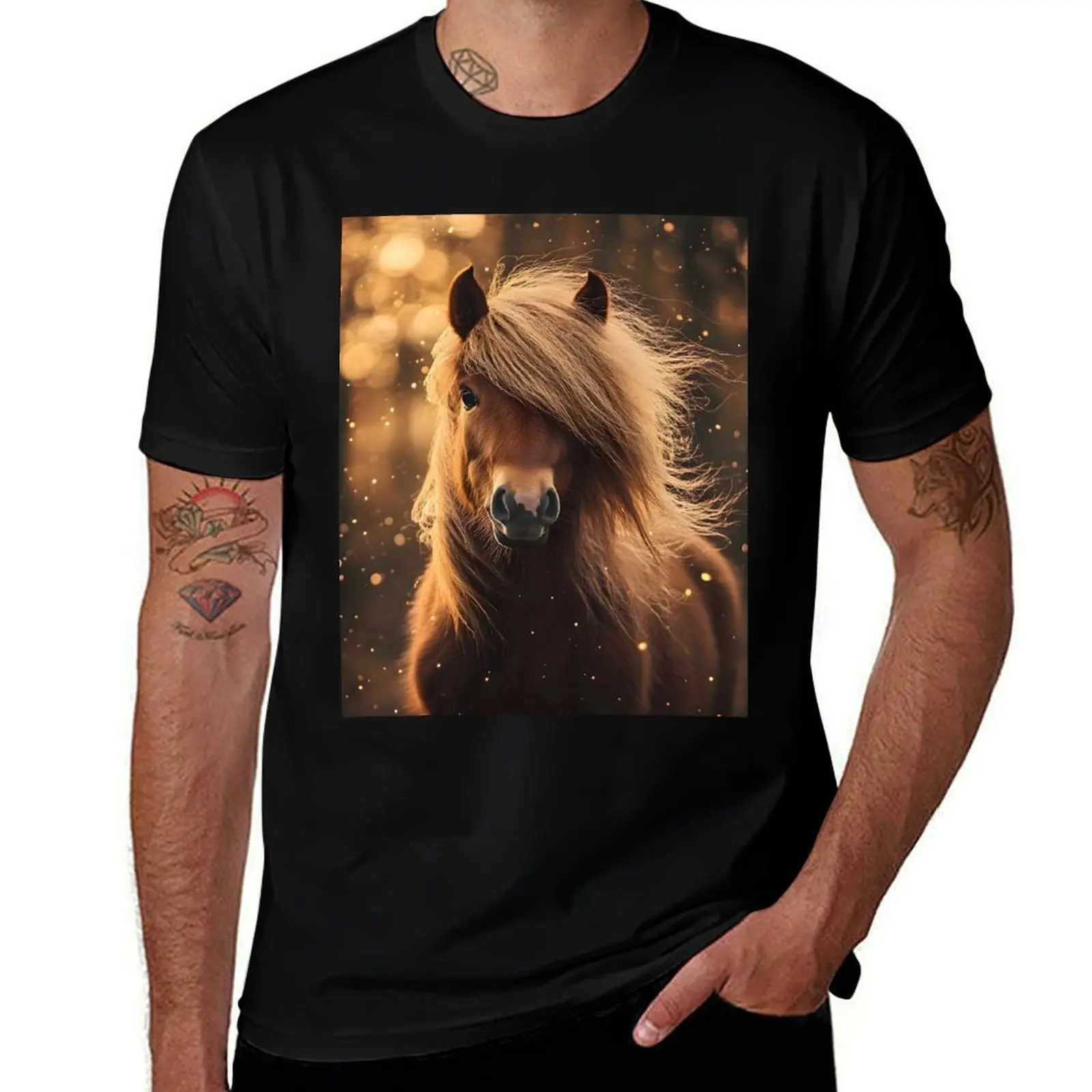 Mystical Grace : T-shirt Shetland Pony in Splendor en coton basique grande taille