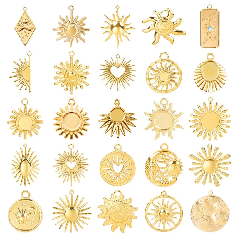 Stainless Steel Sun Charm Moon Sunset Charms For Jewelry Making Bulk Supplies Stainless Steel Pendant Breloque Acier Inoxydable