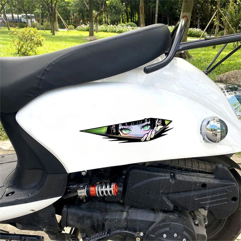 1Pair Anime Eyes JDM Style Motorcycle Stickers Waterproof for Motorbike Fuel Tank Electric Scooter Body Universal Vinyl Decals