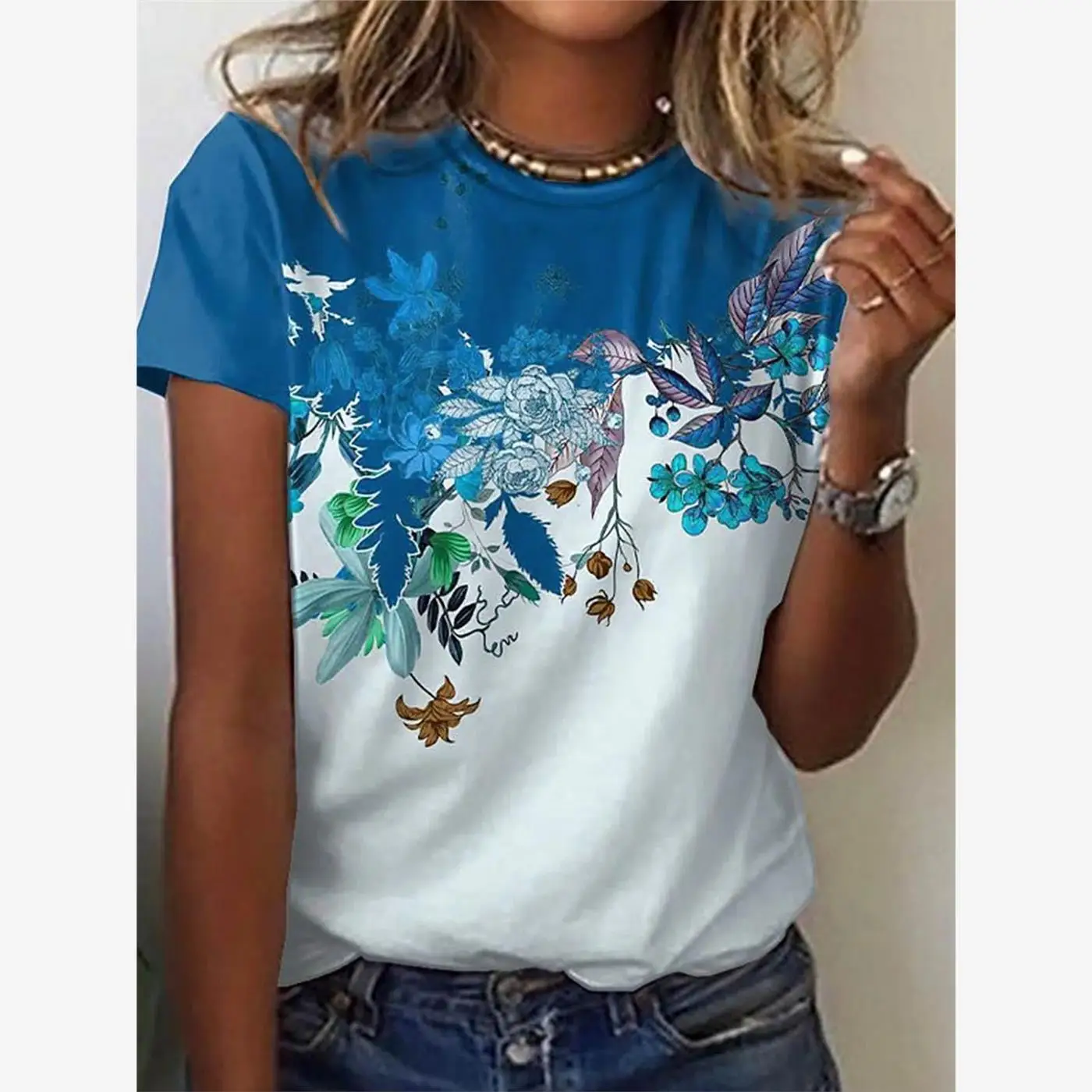 T-shirt décontracté grande taille Faion ort Sve pour femme Cleanfit H Version Matériau en lin Autre matériau 00% adapté au milieu...