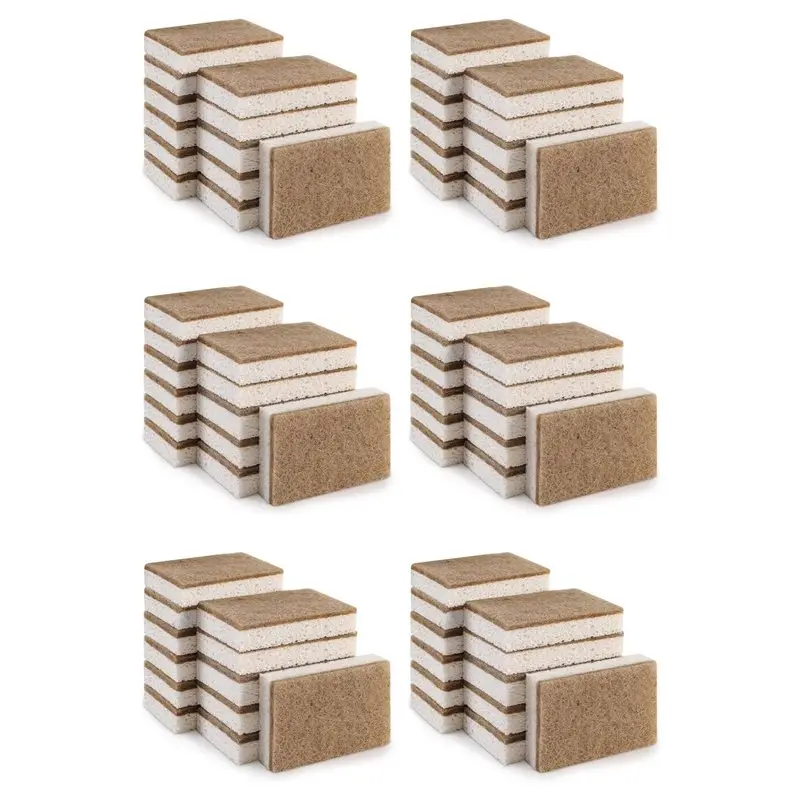 

L68A Eco-Friendly Natural Sponges For Dishes 72 Pack - Biodegradable Kitchen Sponge With Compostable Coconut Scrubber