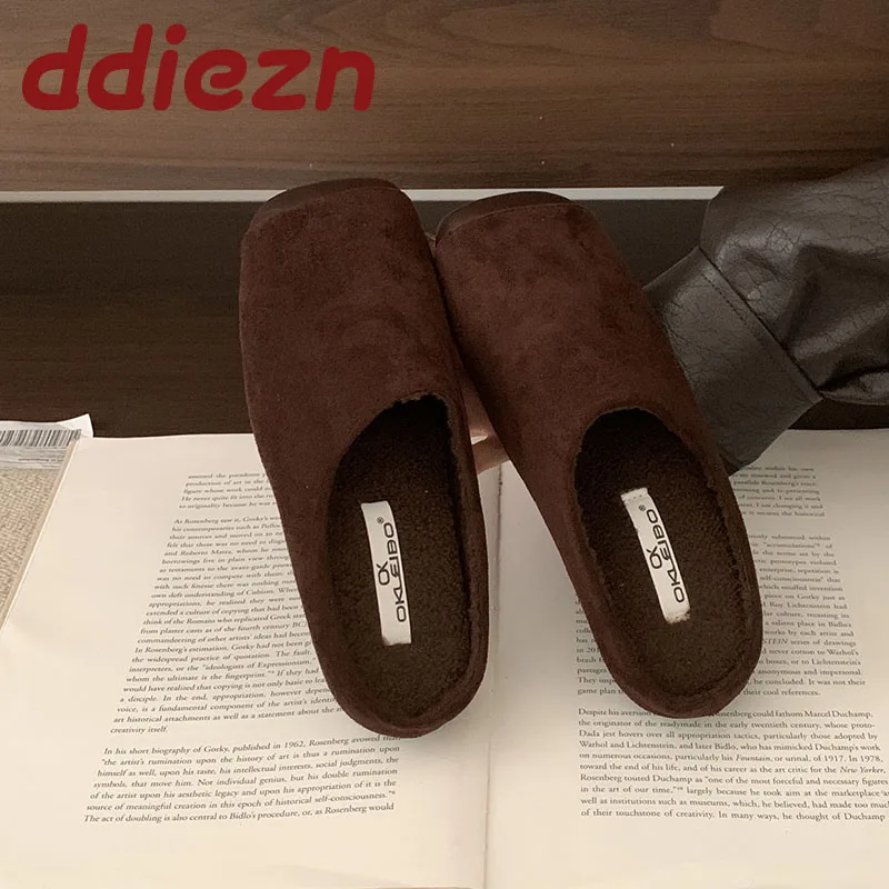 

Женские шлепанцы, обувь с плюшевой теплой обувью, домашние и уличные модные женские сандалии на меху на плоской подошве, женские тапочки