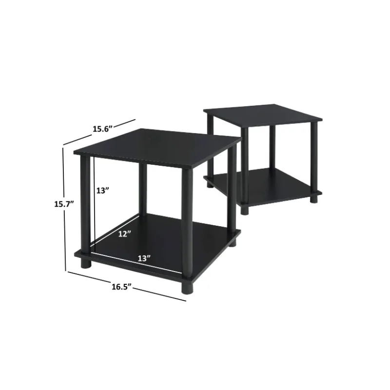 No Tools End Tables, Solid Black, Set of 2, furniture,Stylish modern design