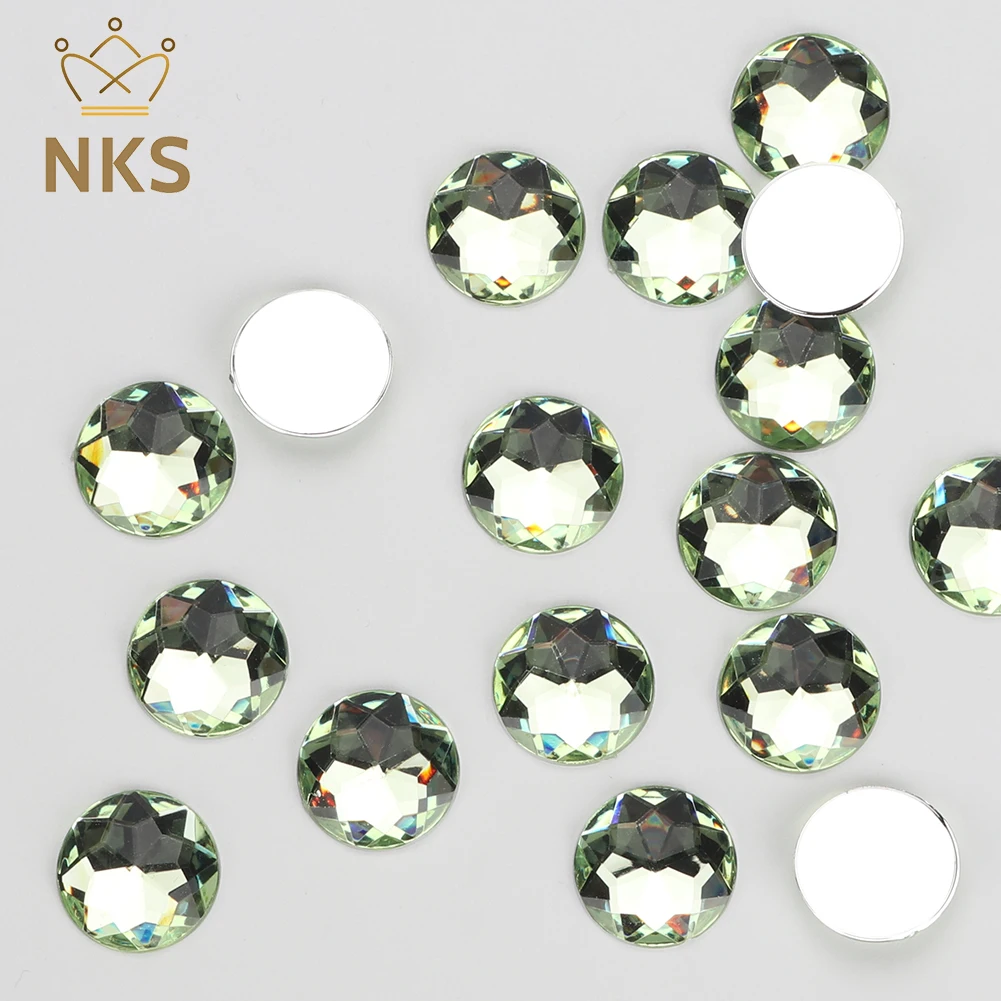 NKS 10 12 14 16 20 25 30mm Round Stones Applique Flatback Acrylic Rhinestones For Garment Accessory Dress