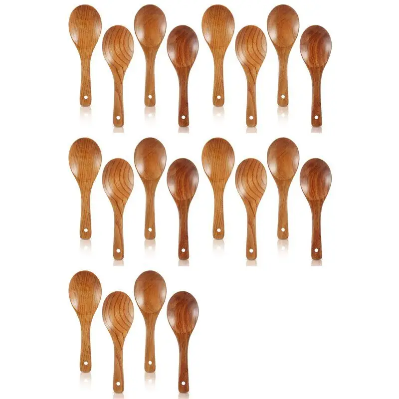 

D9-20 шт. деревянные ложки 21,5 см деревянная лопатка для риса универсальная сервировочная ложка антипригарная термостойкая кухонная ложка