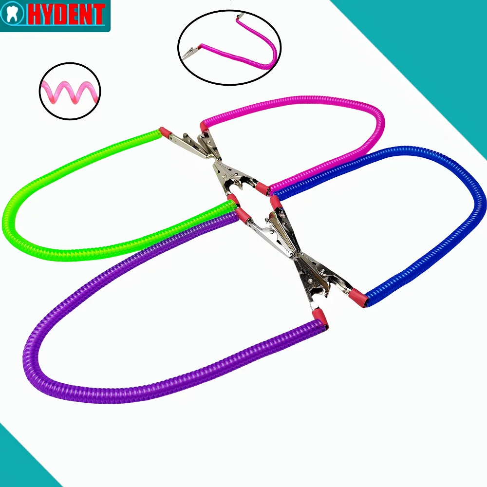 Stainless Steel Dental Bib Clip - for Improved Hygiene & Patient Comfort in Clinic, with Spring Rope
