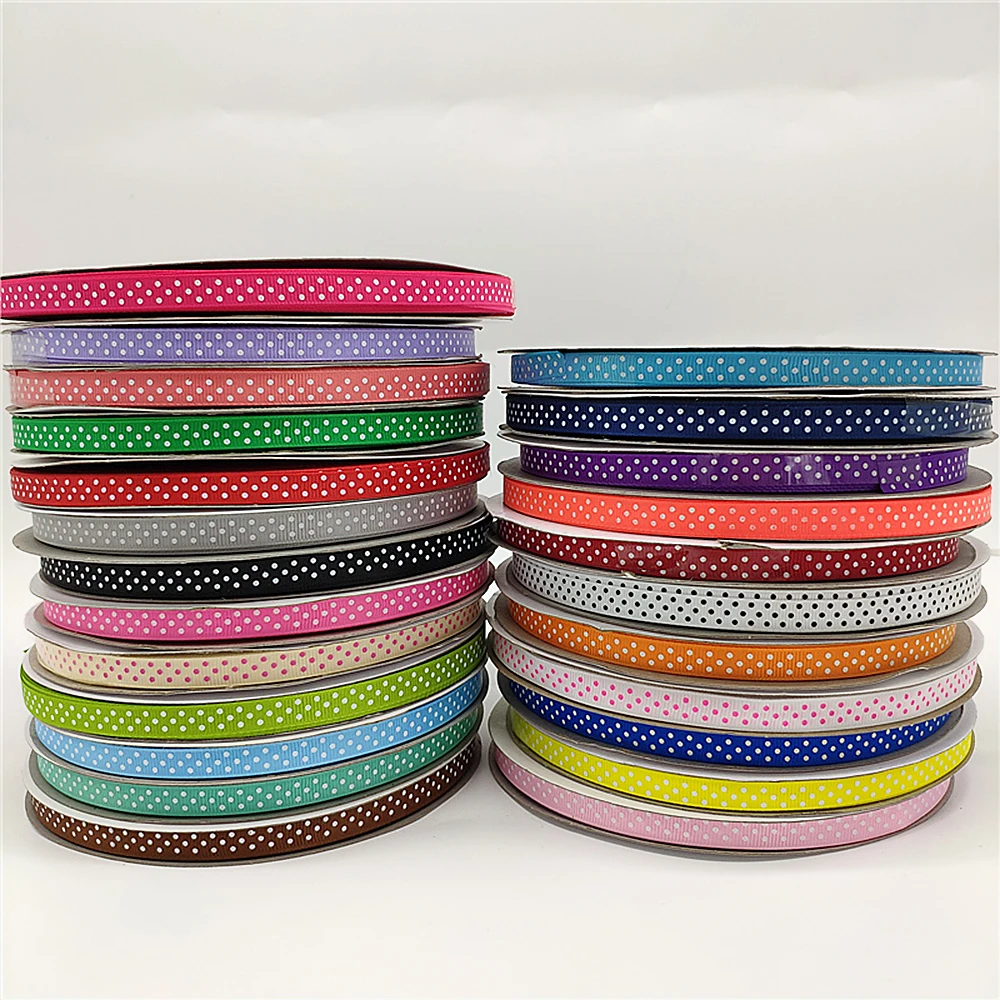 5 Yards 2022 New Polka Dots Ribbed Ribbons, for DIY Gifts Wrapping,Wedding Decoration Handmake Dolls Crafts,1cm/0.39\'\' Width