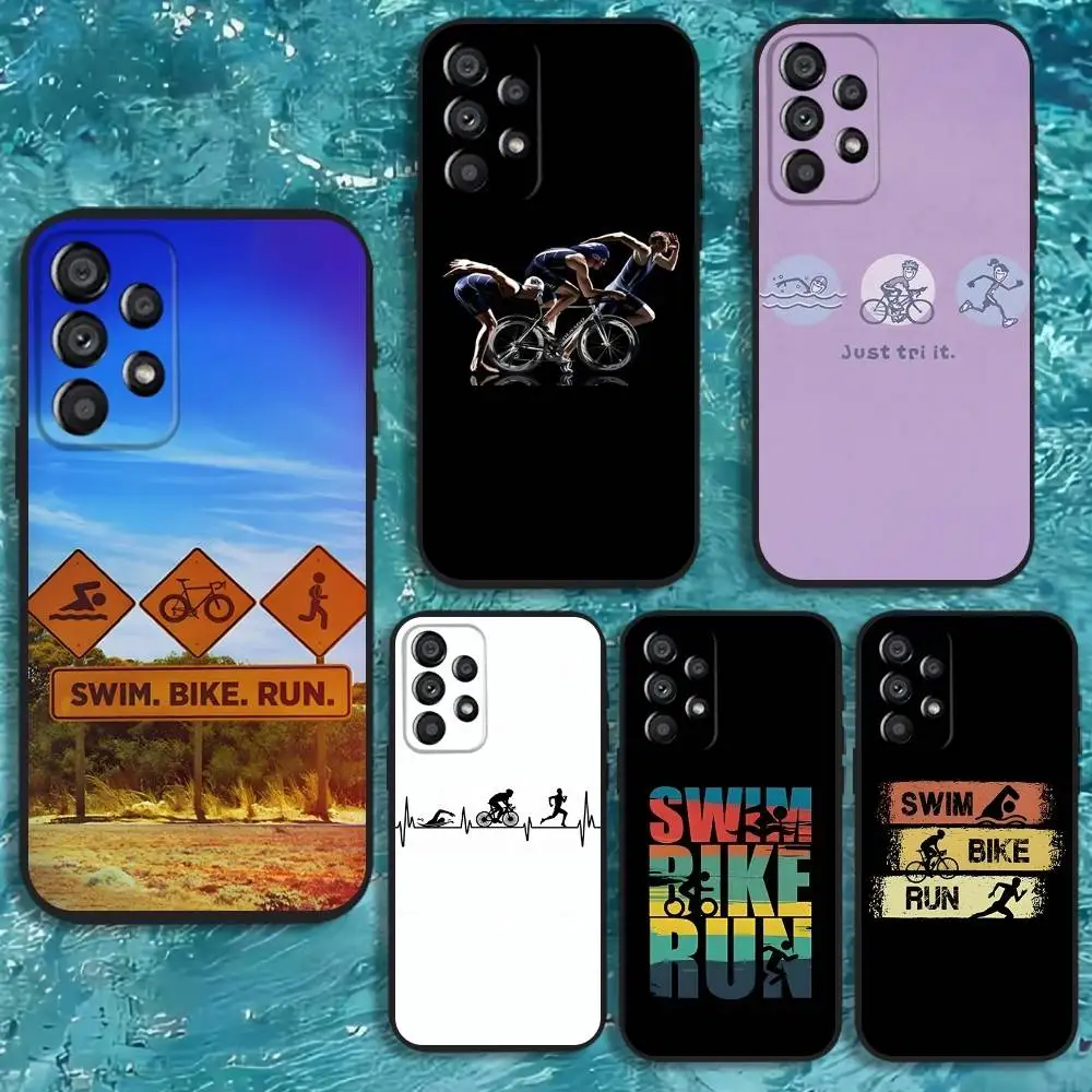 

Triathlon Phone Case For Samsung Galaxy A20,A21s,A22,A31,A32,A52,A53,A72,73,A80 Soft Black Cover