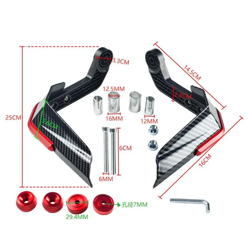 M45K-Motorcycle Handle Wind Protector Hand Guards Wind Protector Grip Protect Cover Red