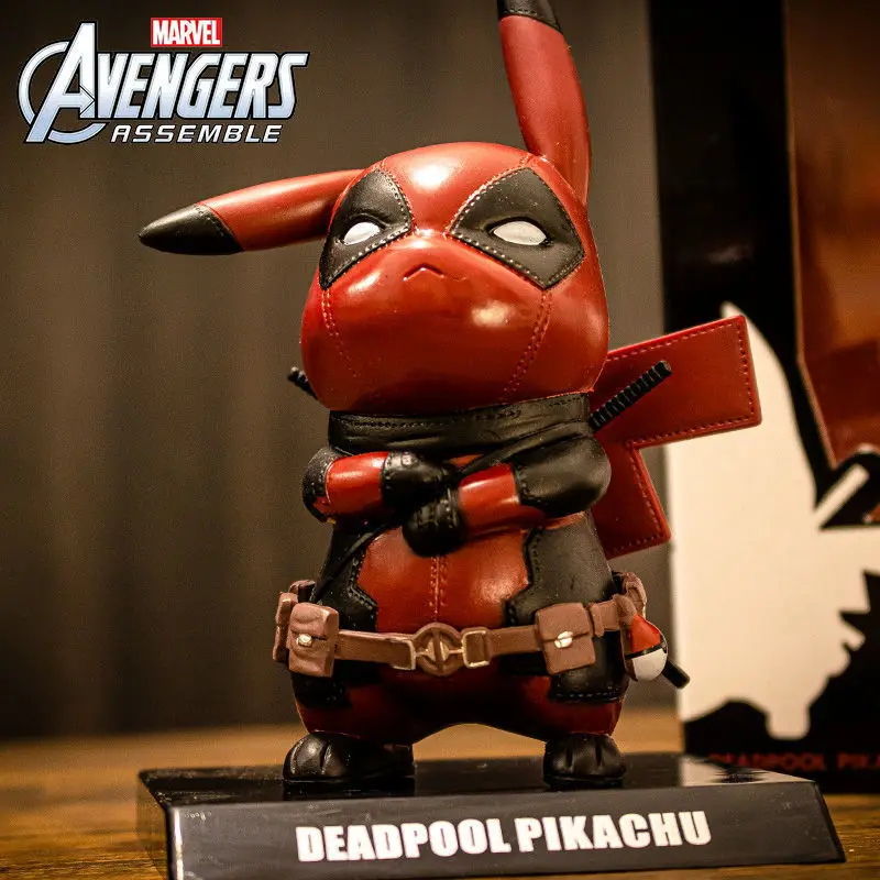 

MINISO Reunion Deadpool Pikachu Cosplay Marvel Figurine Car Ornament Children's Toy Birthday Gift Funny Decoration Gift