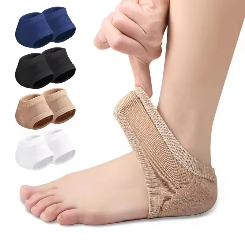 Gel Heel Protector Sleeve Silicone Heel Pads Heel Cups Plantar Fasciitis Support Feet Care Skin Repair Cushion Half-yard Socks
