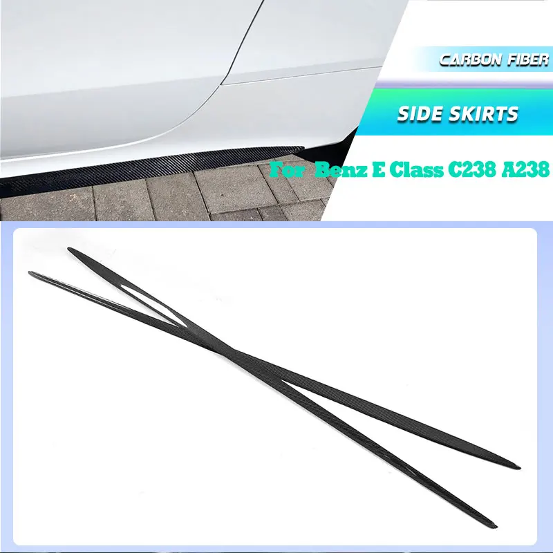Carbon Fiber Car Side Skirts Extensions for Mercedes-Benz E Class C238 A238 E200 Sport 2017 2018 Side Bumper Apron Lip Body Kits