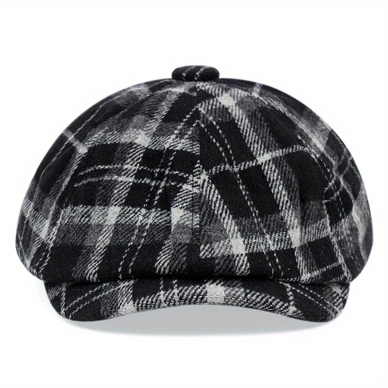 Adults Retro Tweed Dad Hat Plaid Newsboy Caps Men Octagonal Hats British Painters Hats Herringbone Flat Hip Hop Berets gorras 2