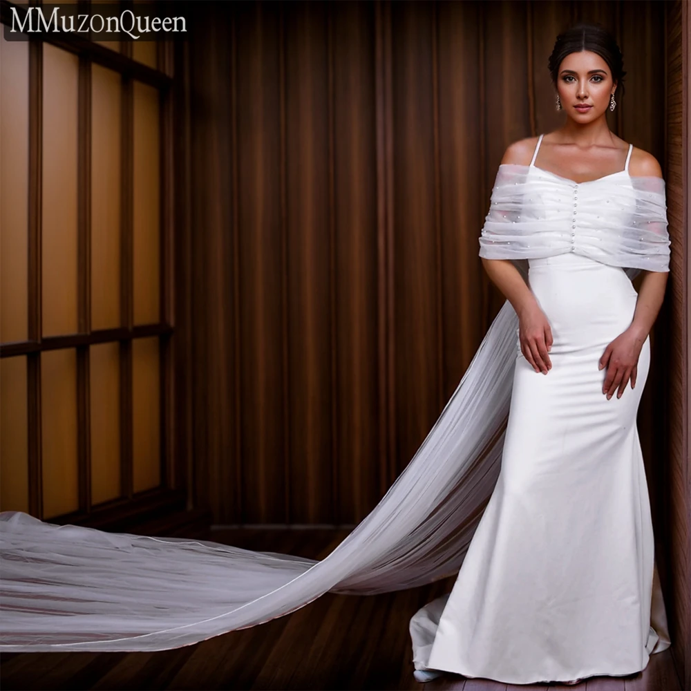 

TOPQUEEN MG40 Соборная свадебная шаль из бисера, мягкий тюль с жемчугом, свадебная накидка, женское платье, плащ, куртка, аксессуары, сделай сам, настраиваемая