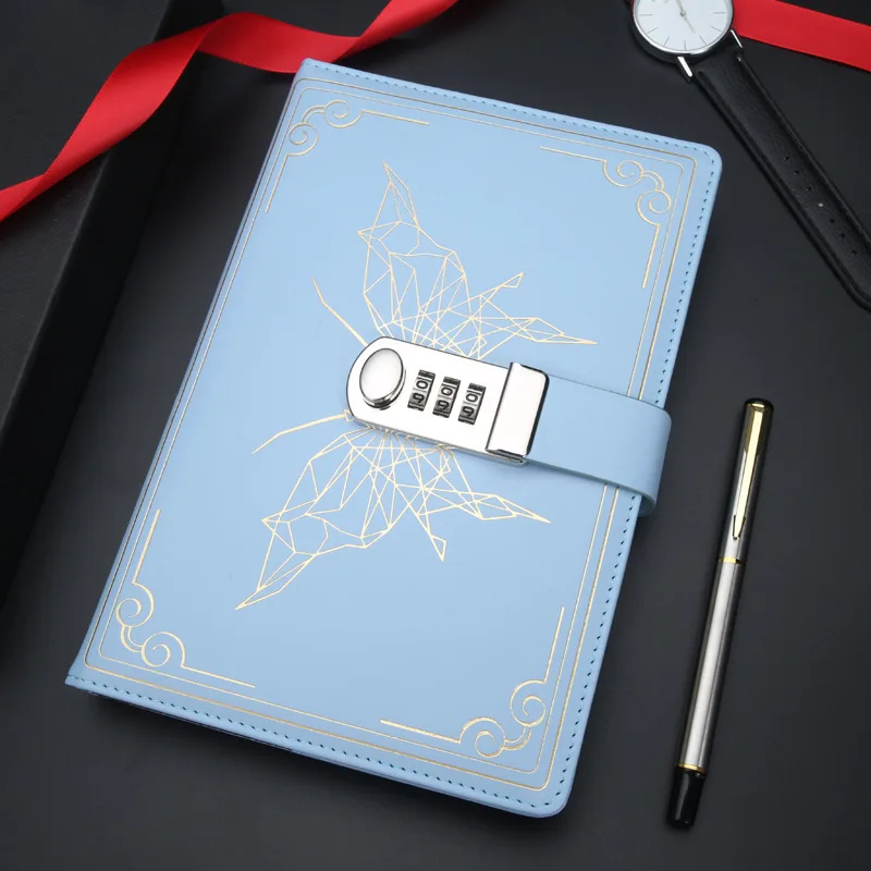 A5 Password Notebook Vintage Bullets Log With Lock Privacy Secret Notepad Cut Stationery Notes Book Student Gift School Supplies