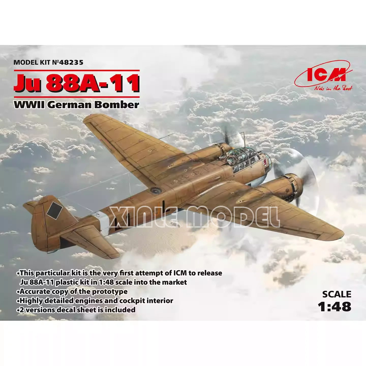 

ICM Plastic Assembled Aircraft Model Kit 48235 Ju 88A-11 WWII German Bomber 1/48