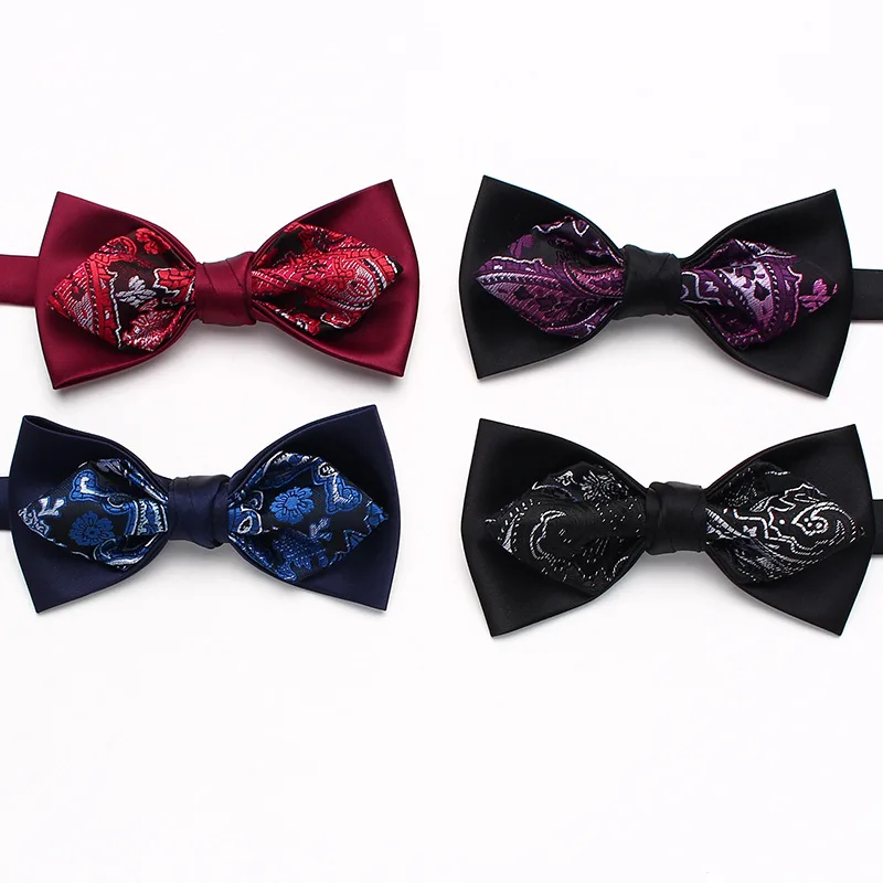 Color men's retro double business formal groom's new wedding bow tie