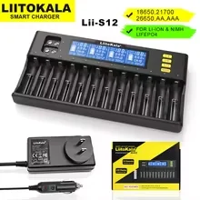 LiitoKala Lii-S12 Multifunctional Battery Charger 12 Slot For 1.2V 3.8V 3.2V 3.7V NiMH/Cd 9v 21700 18650 26650 26700 AA AAA