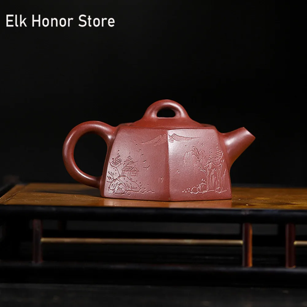 

130ml Chinese Yixing Purple Clay Teapot Handmade Hexagon Tea Pot Customized Filter Tea Infuser Zisha Beauty Tea Set Collection