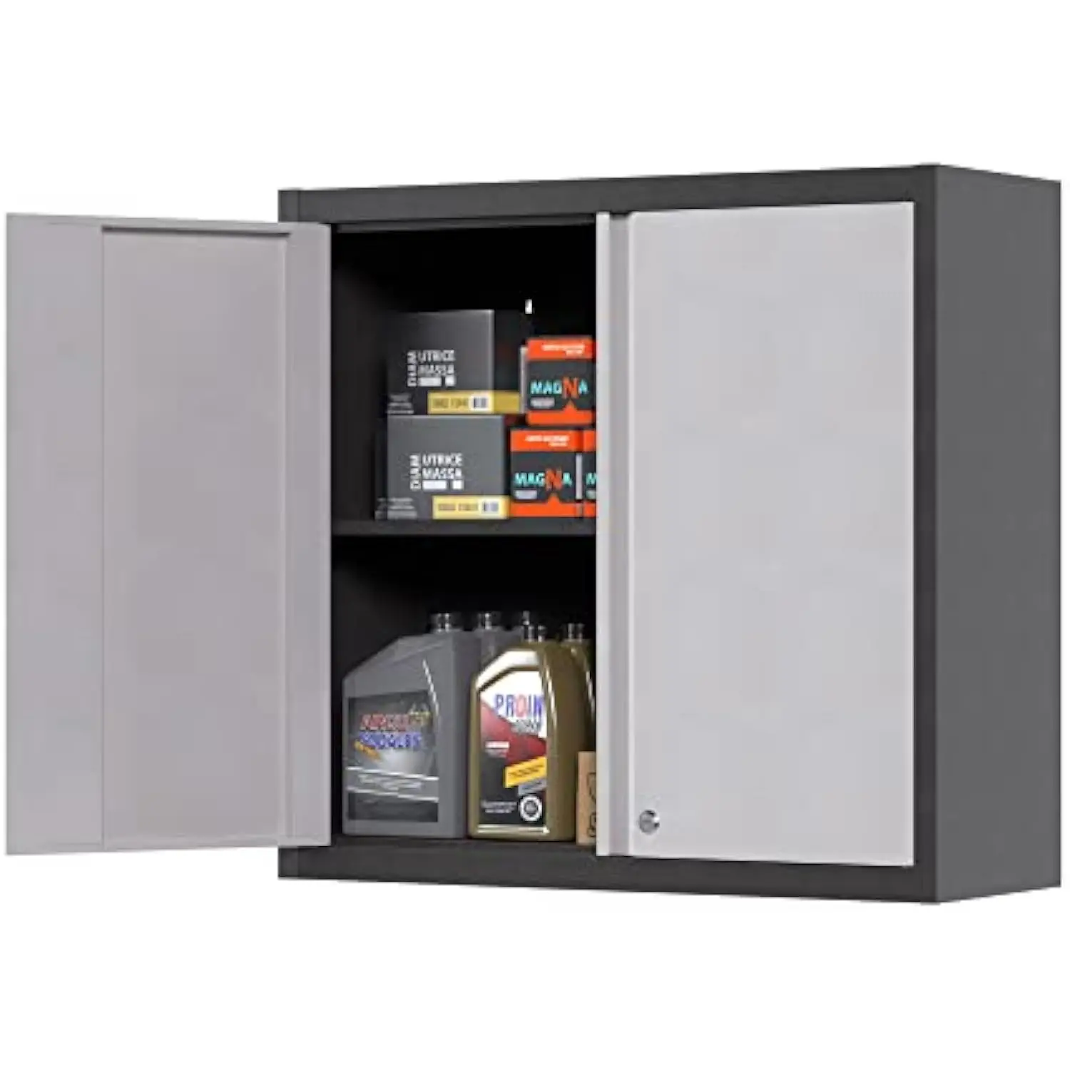 

Металлический настенный монтаж с 1 регулируемой полкой и 2 дверцами, настенные шкафы для гаража и кухни, настенный металлический подвесной шкаф