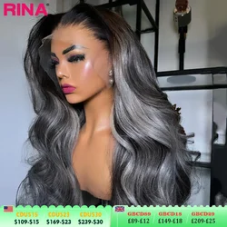 Silver Grey Highlight Human Hair Wigs For Black Women 13x6 13x4 Lace Frontal Wig Colored Body Wave Transparent Lace Front Wigs