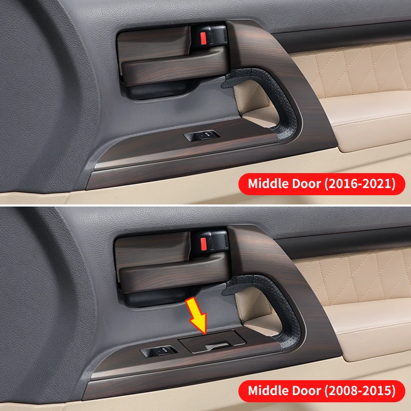 For 2008-2021 2020 Toyota Land Cruiser 200 Peach Wood Car Door Decoration Stickers LC200 FJ200 Interior Upgraded Accessories