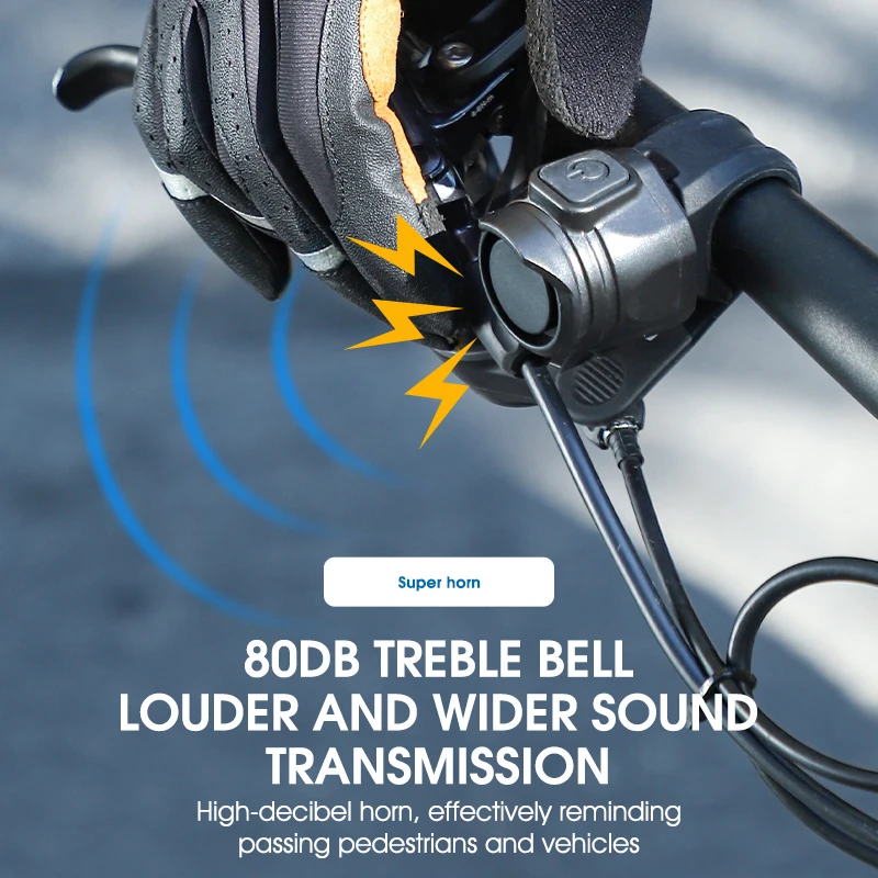 WEST BIKING Bicycle Electric Bell USB Charging Speaker Safety Warning Alarm Horn MTB Road Bike Handlebar Horn Cycling Accessorie