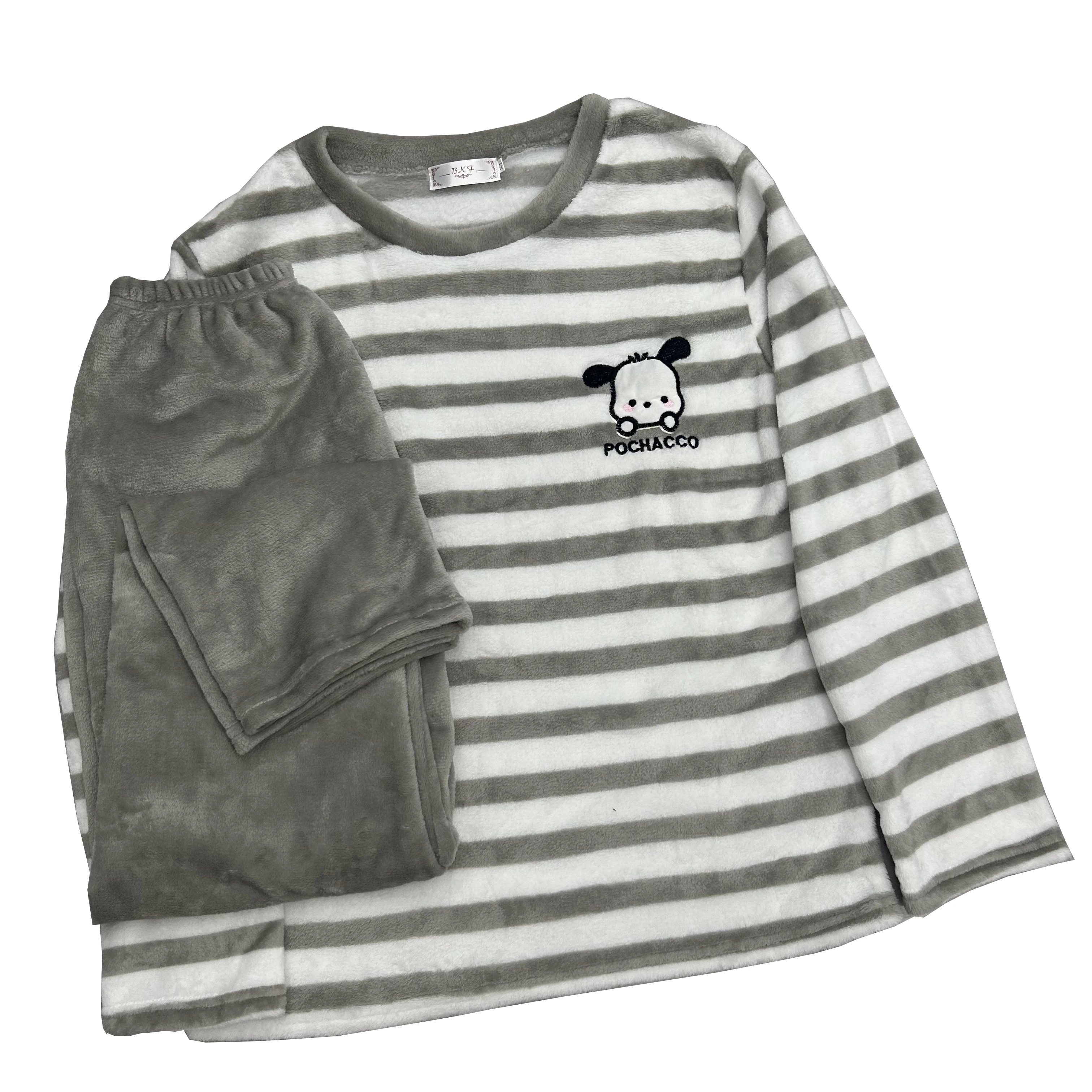 التطريز الكلب الرجال قطاع منامة الخريف والشتاء سميكة الدافئة طويلة الأكمام السراويل المرجان الصوف Homewear ملابس للرجال #4