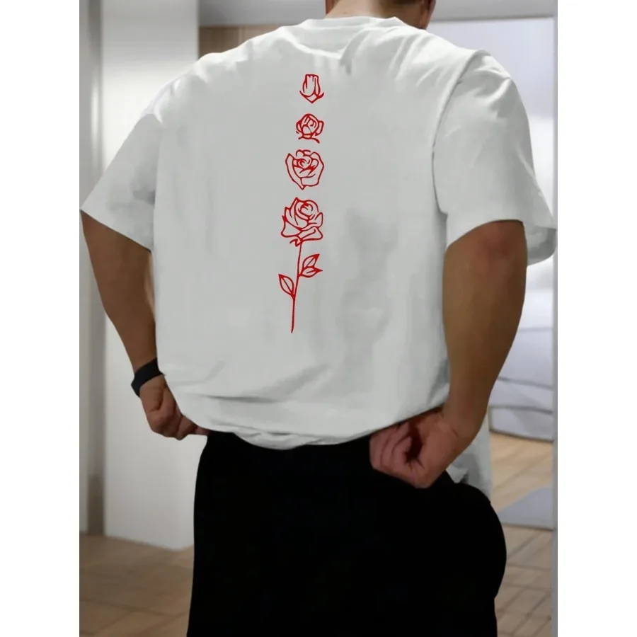 【New style】Men's Floral Print Round Neck Short Sleeve Casual T-Shirt Summer