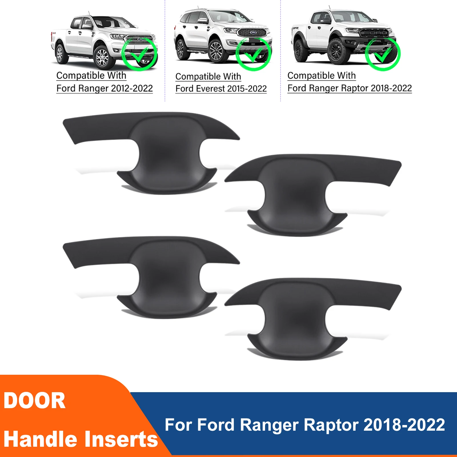 

Car Door Handle Inserts Bowl Trim for Ford Ranger Raptor 2018 2019 2021 2022 for Ford Ranger Matte Black Protector Stickers Acce