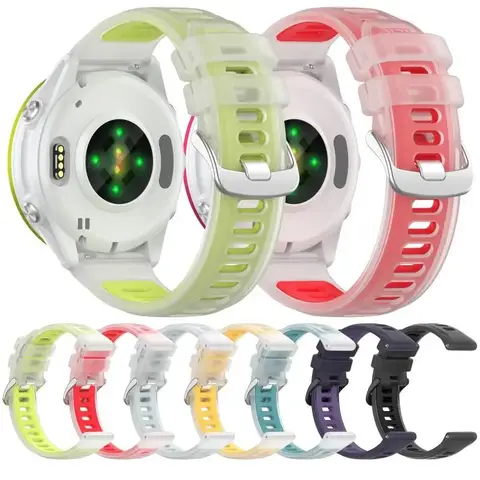 Garmin Forerunner 570 용 실리콘 스트랩 47mm 42mm/970/55 반투명 투톤 교체 용 손목 밴드 Vivoactive 6/Active 6