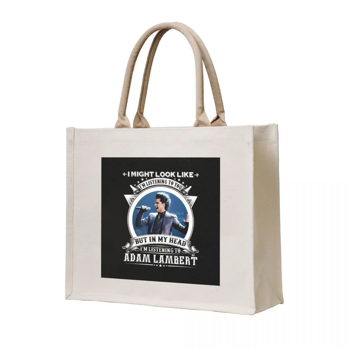 

IN MY HEAD I&x27;M LISTENING TO ADAM LAMBERT Tote Bag cute tote bag large size bags Gift bags Women's bags