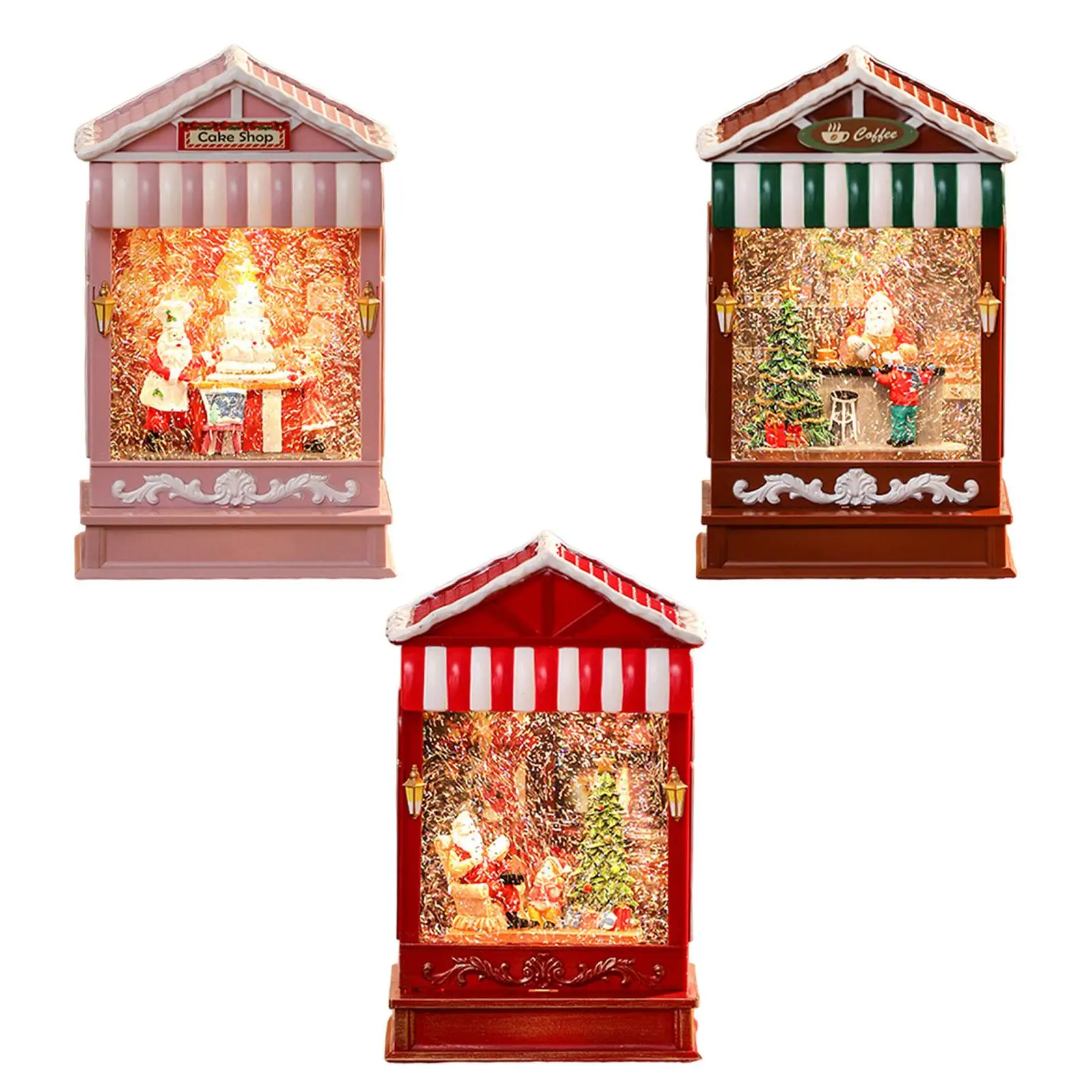 Christmas Snow Globe Glitter Christmas Lantern for Bedroom Table Living Room