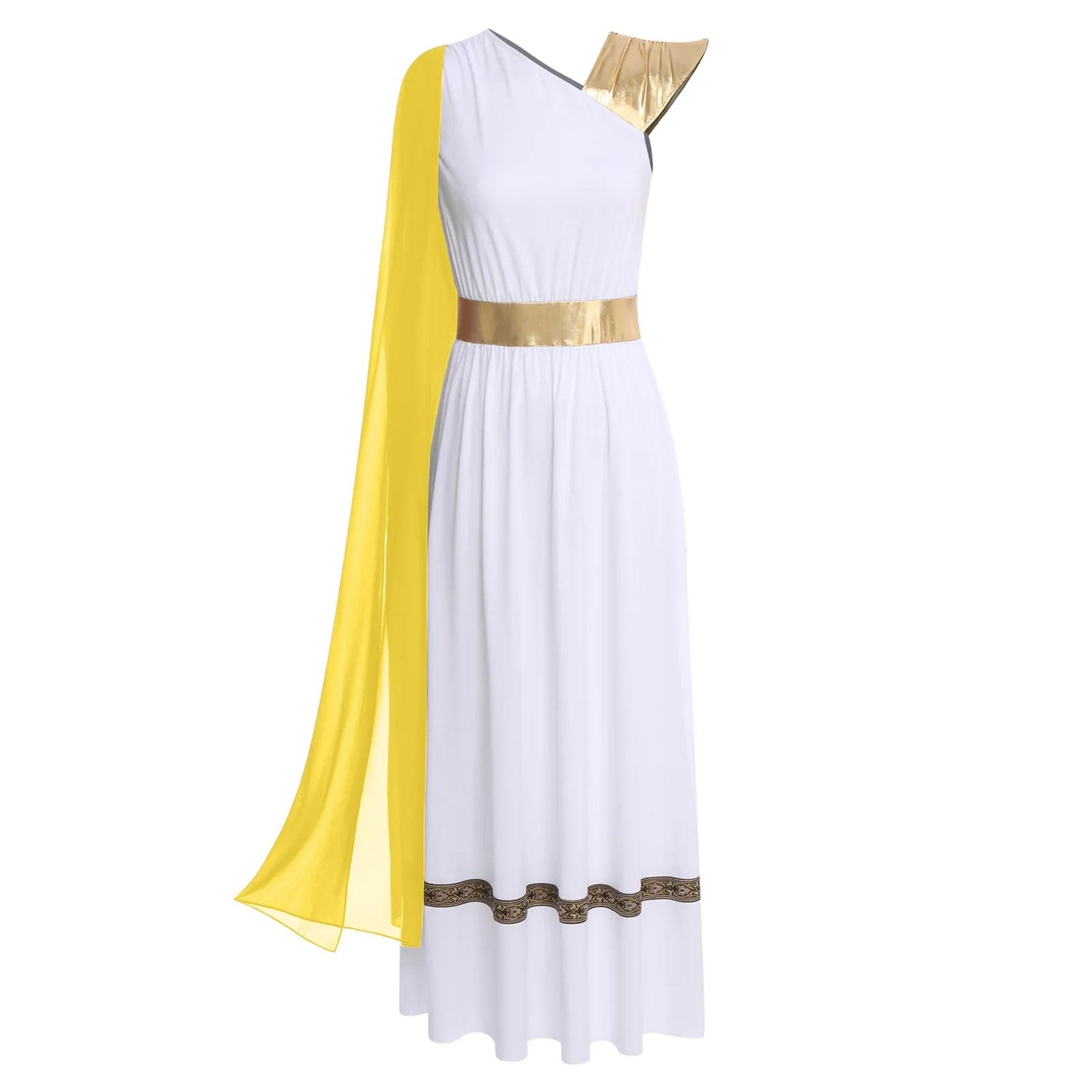 

Women Renaissance Roman Princess Queen Cosplay Tunic Dress One Shoulder Greece Empress Toga Queen Halloween Role Play Costume