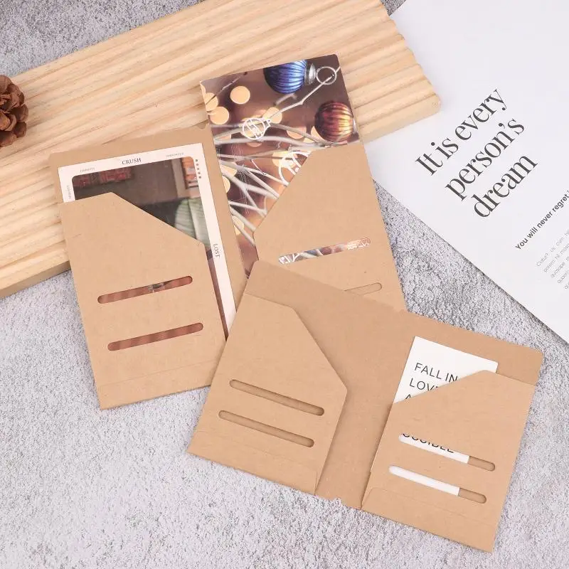 

5Pcs Kraft Paper Pocker Business Card Holder Passport Style File Folder Office Business File Folders Letter Files Organizer
