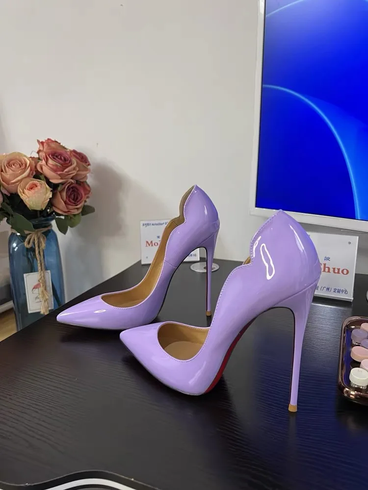 

2025 new light purple patent leather fine heel pointed temperament high heels spicy and sexy women's single shoes