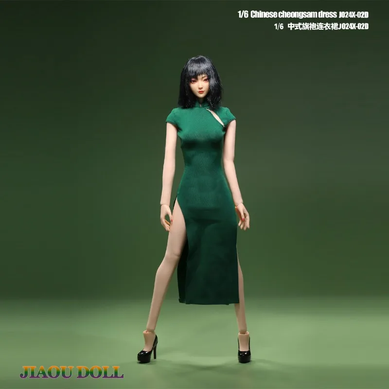 JO24X-02 1/6 escala soldado feminino novo chinês qipao fenda saia longa brinquedos modelo de roupas caber 12 ''ph figuras de ação corpo bonecas