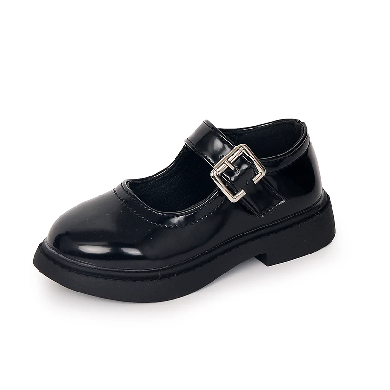 Children Fashion Leather Shoes for Boys with Black Buckle Spring and Summer 2023 New Simple Korean Style Kids Girls School Shoes