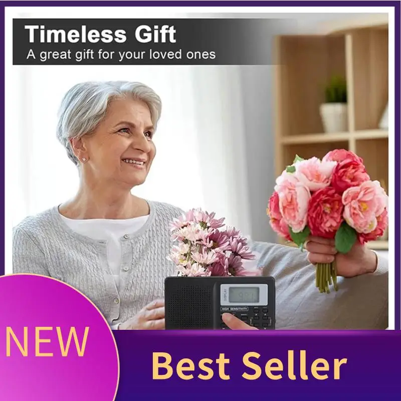 Hfes rádio de banda completa am/sw/lw/tv/fm receptor de frequência completa recebendo rádio fm com cronometragem despertador rádio portátil