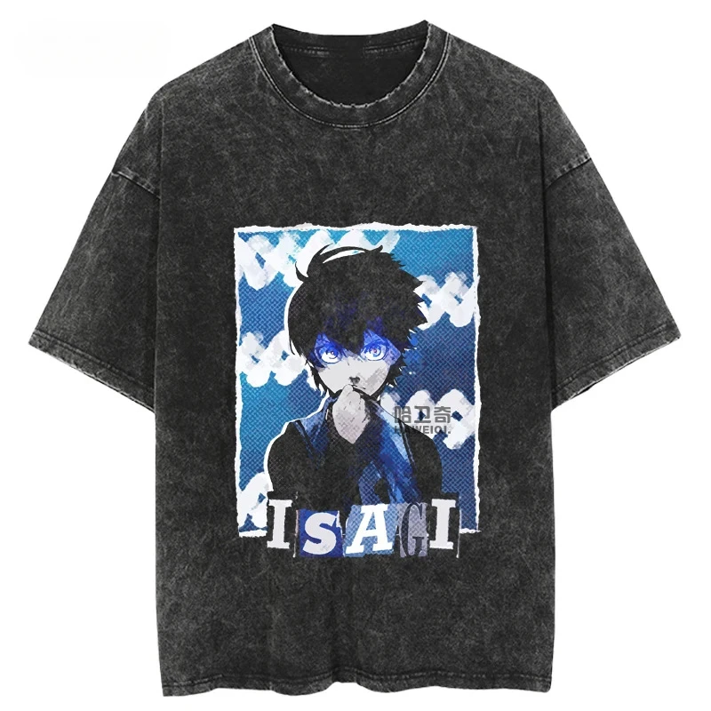 

2025Men's Top Casual Sports Style Retro T-shirt Anime Harajuku Loose Basketball Football Washed Short Sleeve Men's Top Casual
